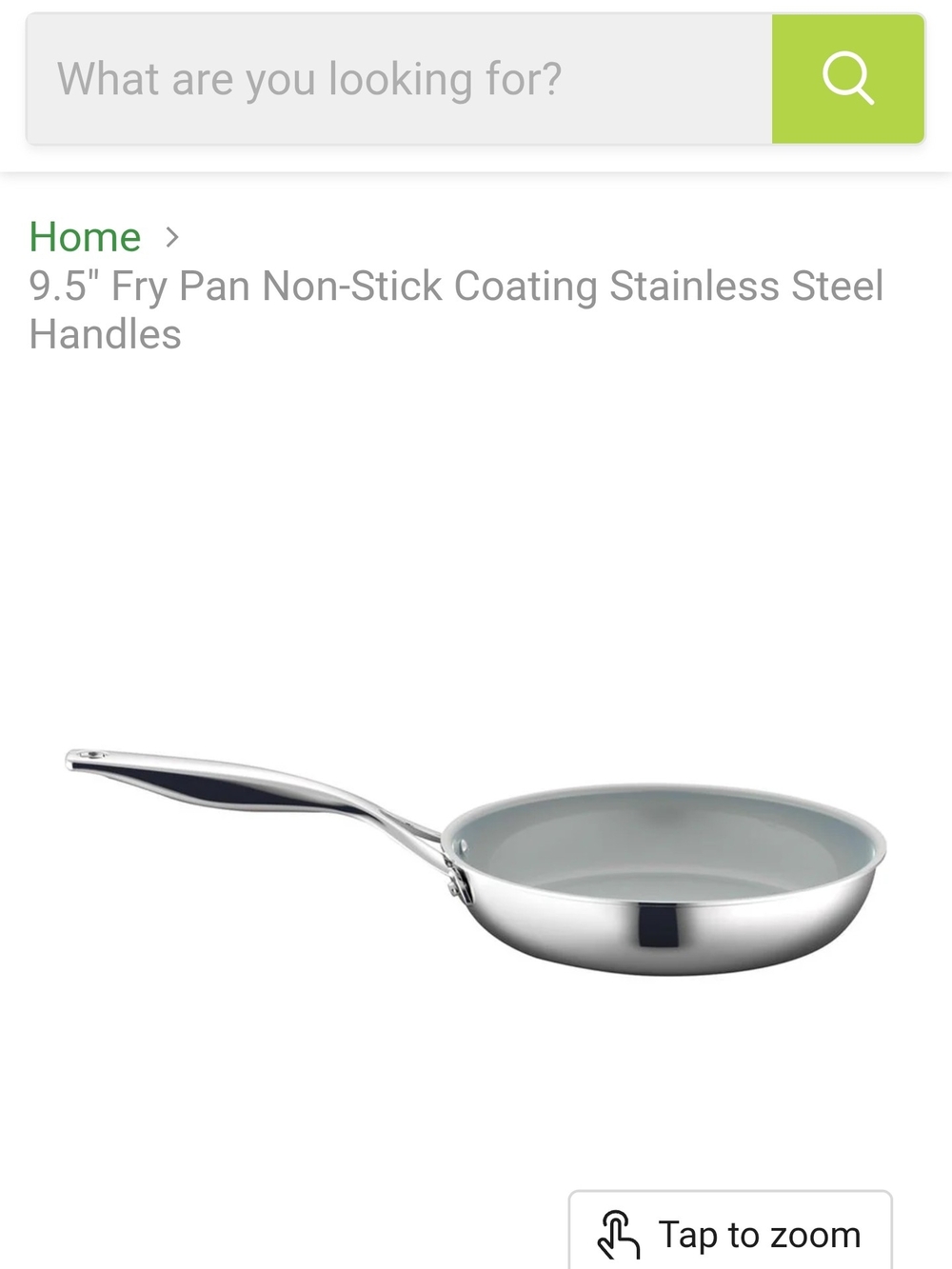 9.5" Stainless Steel Fry Pan with Gray Non-Stick Interior